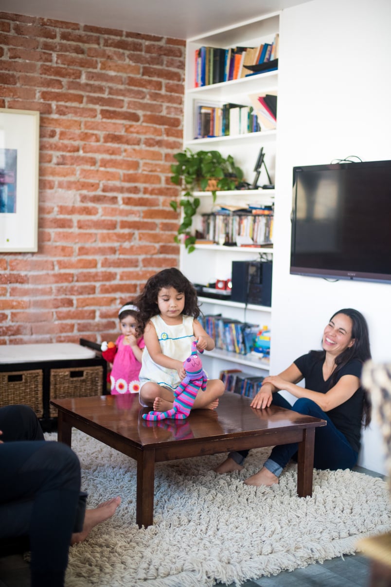 family in living room